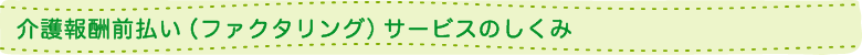 介護報酬前払い（ファクタリング）サービスのしくみ